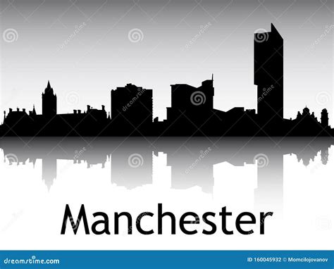 Panoramic Silhouette Skyline Of Manchester United Kingdom Stock Vector