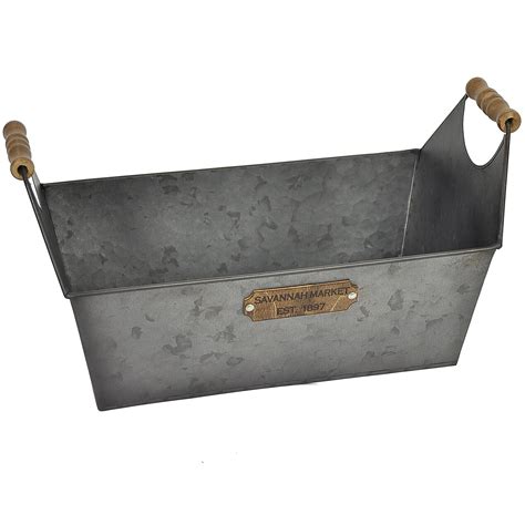 Galvanized Metal Basket with Handles, 12" | At Home