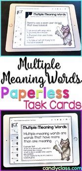 Multiple Meaning Words Task Cards 2nd Grade Google Classroom Distance