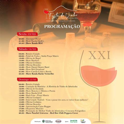 Prefeitura Municipal De Catas Altas Programa O Da Xxi Festa Do Vinho