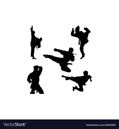 Karate Set Silhouette Icon Logo Royalty Free Vector Image