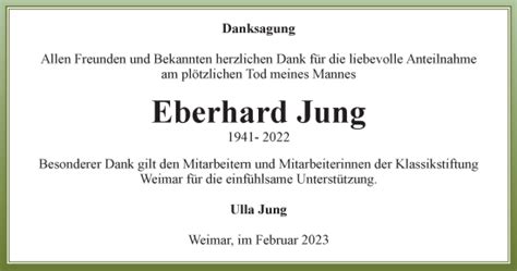 Traueranzeigen Von Eberhard Jung Trauer In Thueringen De