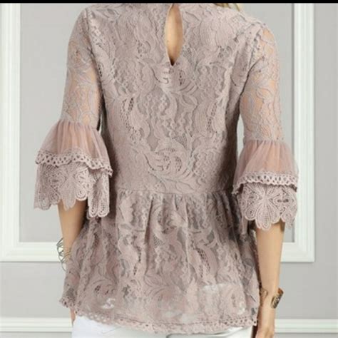 Suzanne Betro Tops Nwt Suzanne Betro Taupe Lace Empire Waist Tunic