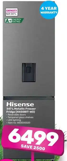 Hisense 347 L Metallic Freezer Fridge H450BIT WD Offer At Game