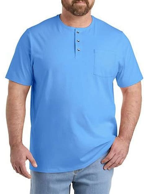 Harbor Bay By Dxl Mens Big And Tall Slub Henley Shirt Azure Blue 3xl