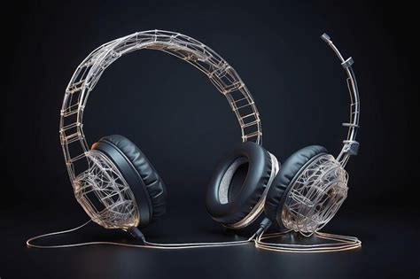 Headphone Device Polygonal Wire Frame Illustration Premium Ai