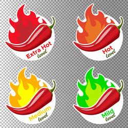 Icons With Chili Pepper Spice Levels Hot Vector Image