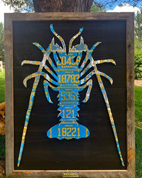 Bahamas Spiny Lobster License Plate Art Madison River Fishing Company