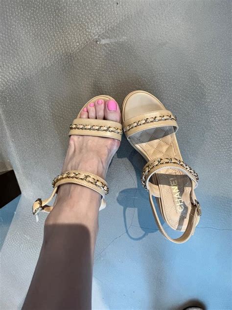 Chanel Nude Colour Wedges Size 37 Women S Fashion Footwear Wedges On Carousell