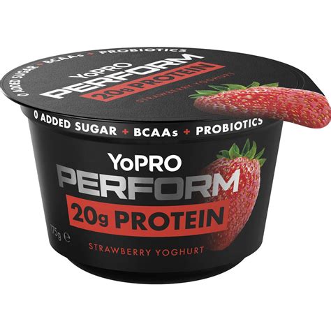 Yopro Perform High Protein Yoghurt No Added Sugar Strawberry 175g Woolworths