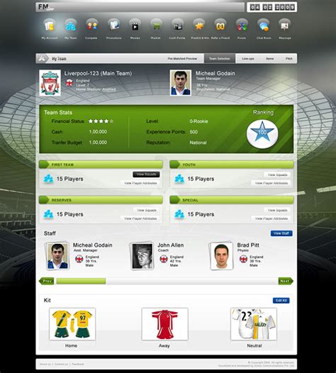 Football manager Live!!! on Behance