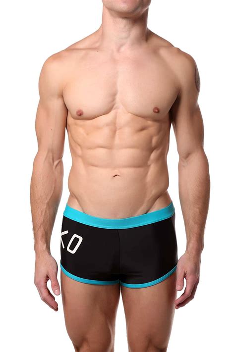 Jocko Black Logo Contrast Trim Square Cut Swim Trunk Cheapundies