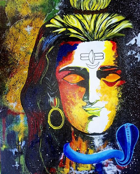 Lord Shiva - Indian Art (30" x 20") - International Indian Folk Art Gallery