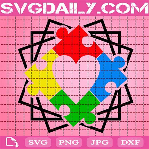 Heart Puzzle Autism Svg Graphic Design Files Svg Png Dxf Eps