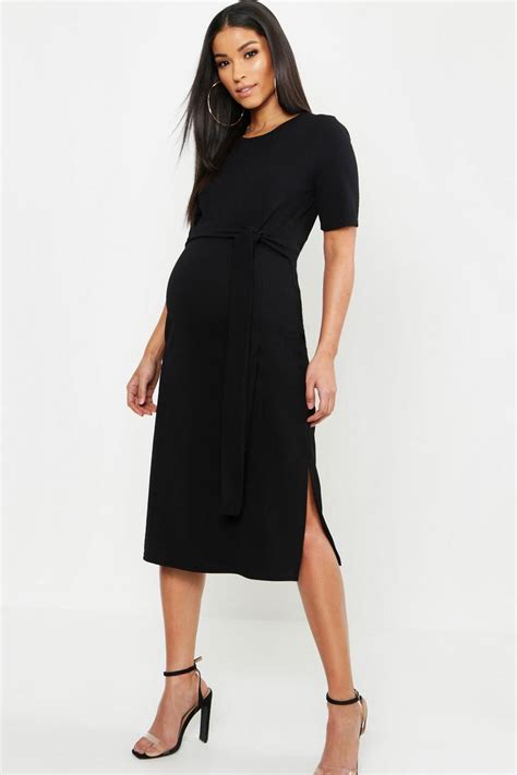 Maternity Tie Front Midi Dress Boohoo