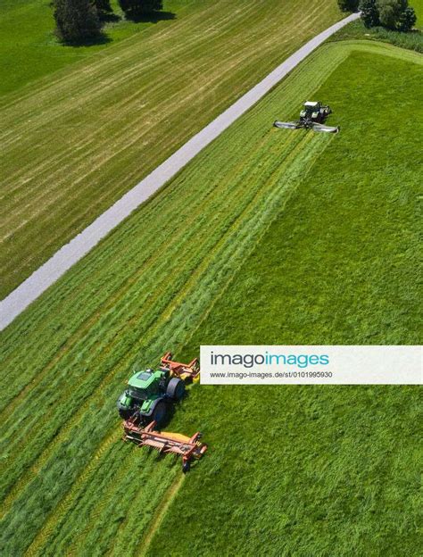 Aitrang Germany July Farmer Mow Their Fields With Fendt