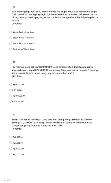 Pas I Kelas Vi Matematika Tapel 2021 2022 Preview Microsoft Forms Pdf