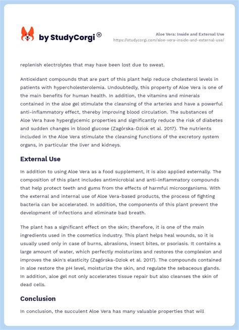 Aloe Vera Inside And External Use Free Essay Example