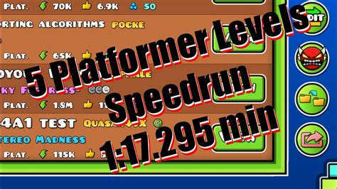 Speedrun Geometry Dash Mobile Platformer Levels Min Youtube