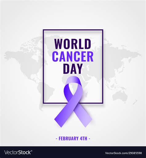 World Cancer Day Awareness Banner With Realistic Vector Image