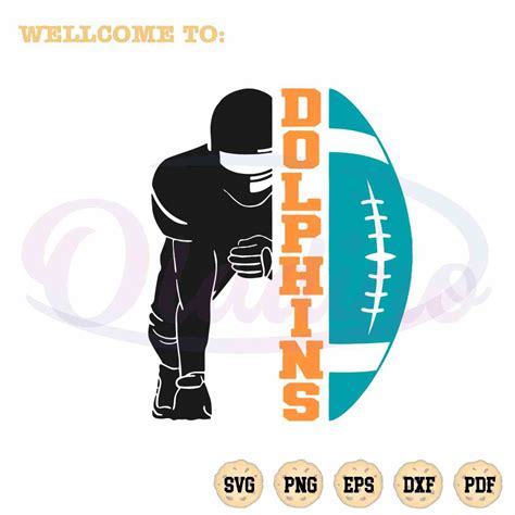 Dolphins Bundle Distressed Football Half Player SVG Cutting Digital Files