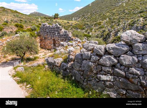 Ruins Of Mycenae Center Of Greek Civilization Peloponnese Greece