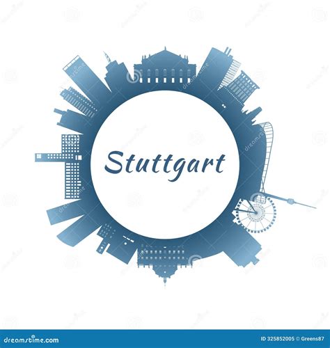 Stuttgart Skyline With Colorful Buildings Stock Illustration