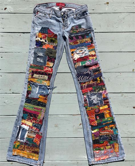 Custom Patchwork Jeans Kantha Made To Order Patchwork Hippie Boho Denim