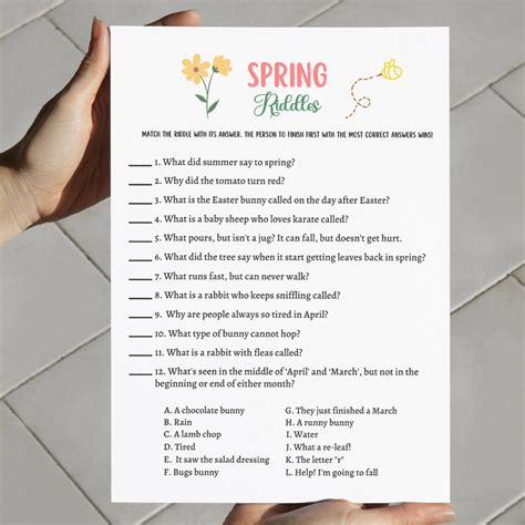 Spring Party Games Printable, Springtime Activities for Adults & Kids ...