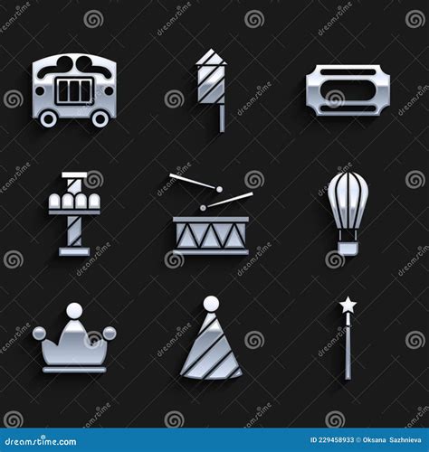 Set Jester Hat With Bells Seesaw Ice Cream In Waffle Cone Hot Air