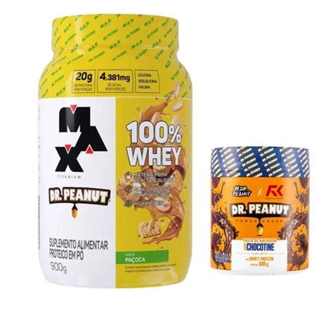 Whey Protein 100 Dr Peanut Pote 900g Max Titanium Pasta De Amendoim Dr Peanut Pasta De