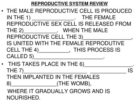 Reproductive System Review Ppt Download