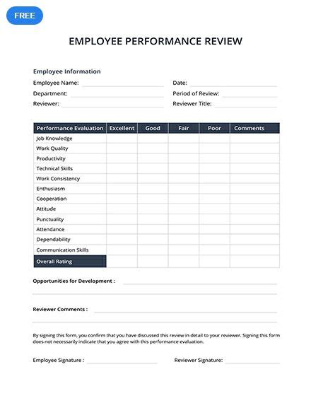 Employee Performance Review Template Word Free