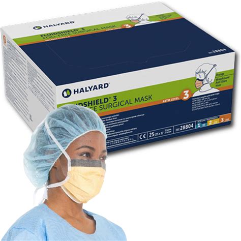 HALYARD FLUIDSHIELD Level 3 Fog Free Surgical Mask With Wraparound