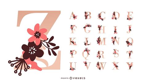 Flower Alphabet Vector Set Vector Download