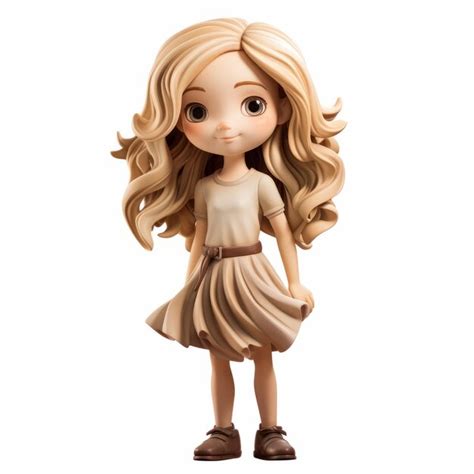 Premium Photo | Charming Anime Girl Figurine With Sandy Blond Hair And Brown Dress