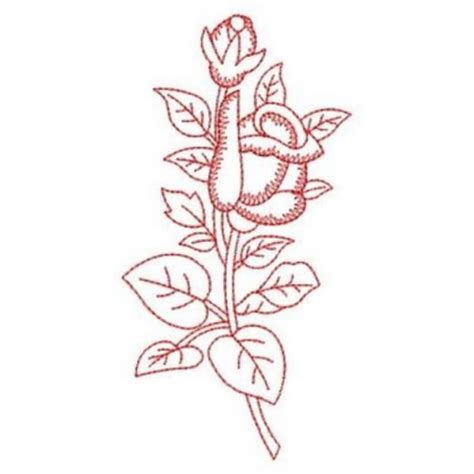 Decorative Redwork Roses Machine Embroidery Design Embroidery Library