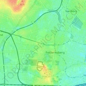 Frederiksberg Municipality topographic map, elevation, terrain