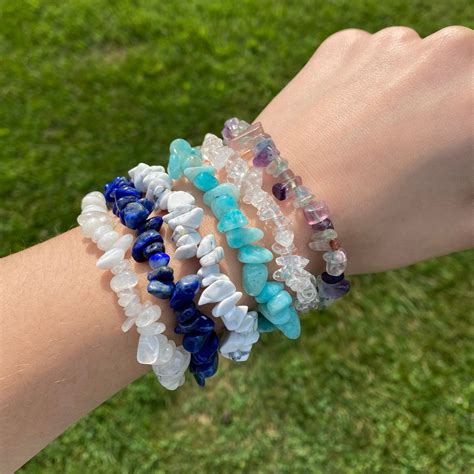 Gemstone Chip Bracelets 6 Color Choices Etsy UK