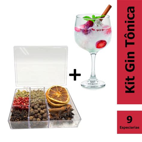 Kit Gin Tonica 9 Especiarias Taca Para Bebidas Drinks 450ML