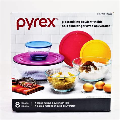 Pyrex 8 Piece Glass Sculpted Mixing Bowls