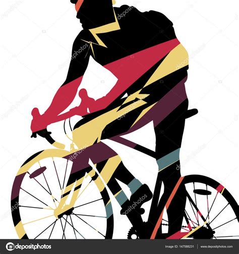 Sport Road Bike Riders Bicycle Silhouette In Abstract Mosaic Bac Stock