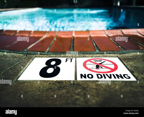 No Diving Sign At A Community Swimming Pool Stock Photo Royalty Free