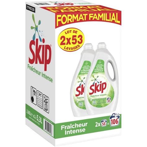 Lot de 2 SKIP Lessive Liquide Fraîcheur Intense 106 lavages 2 x 53