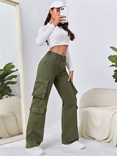 Shein Ezwear Flap Pocket Cargo Jeans Shein Uk