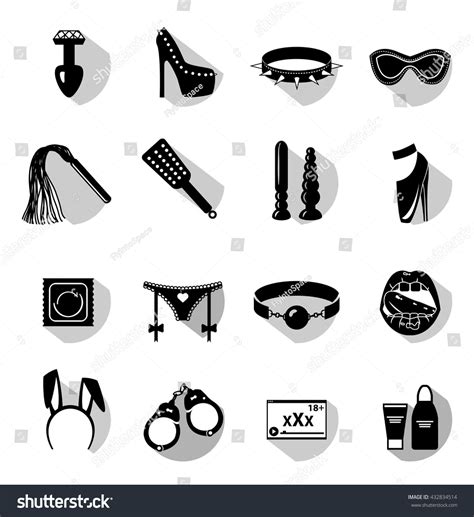 Flat Monochrome Sex Shop Icon Set Stock Vector Royalty Free 432834514