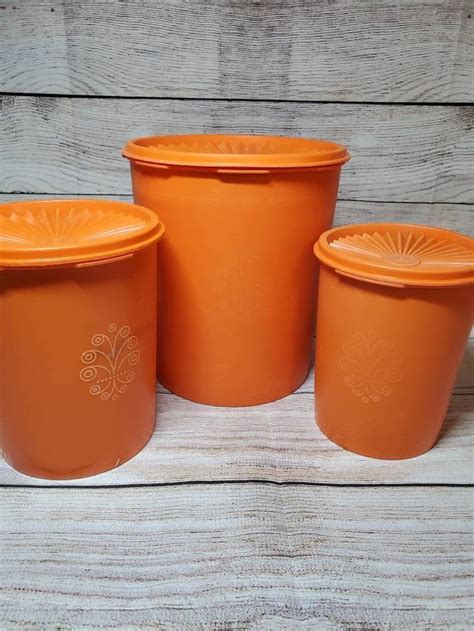 Tupperware Canister Set Of Servalier Orange Matching With Etsy