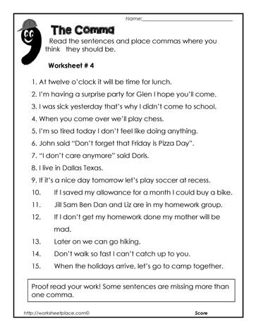 Comma List Worksheet Have Fun Teaching Worksheets Library