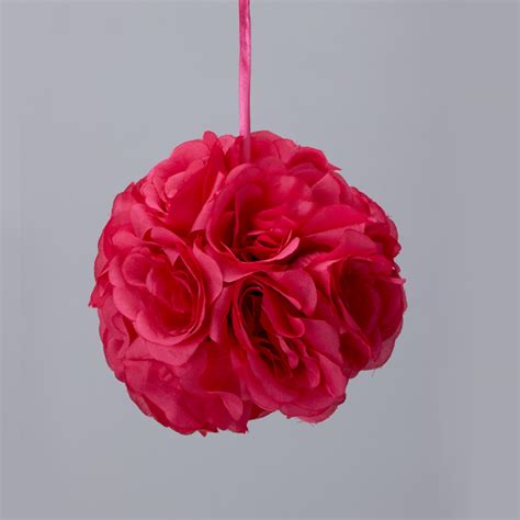 Decostar™ Rose Silk Flower Pomander Kissing Ball 6 12 Pieces Fuchsia