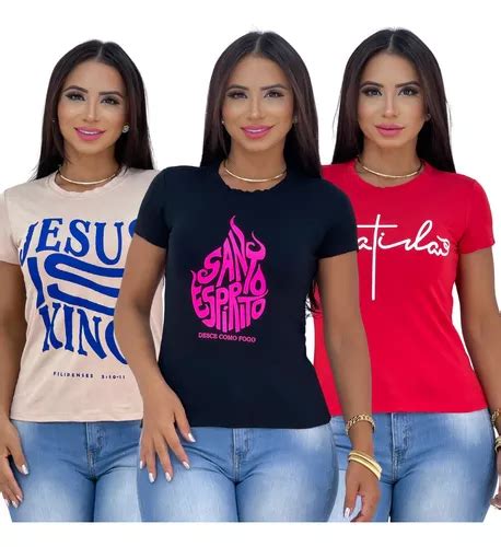 Blusinhas Frases Evangélicas Moda Feminina Kit 3 Unidades MercadoLivre